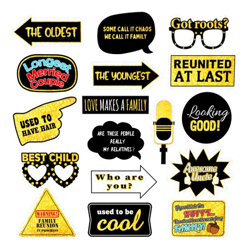 The DaPai Hilarious 17Pcs Family Reunion Photo Booth Props Funny Family Gathering Party Photobooth Props Family Tree Reunion Selfie Props with Sticks for Home Gathering Party We are Family Party Supplies