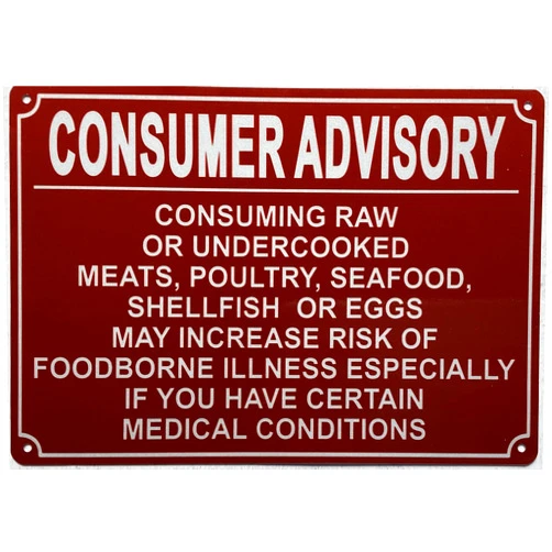 BUILDINGSIGNS.COM RESTURANT Consumer Advisory sign (RED, REFLECTIVE, ALUMINIUM. size 7X10,RUST FREE)