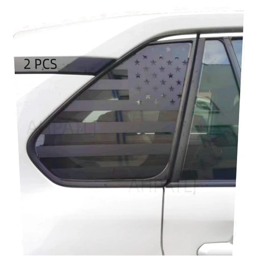 AHPATLJ 2PCS Rear Side Window American Flag Decal for Toyota Rav4 2019-2023 Cars Black USA Flag Vinyl Stickers Back Side Window Glass,precut,Waterproof (Matte Black)