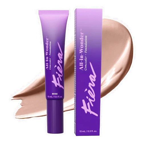 FIÈRA Fièra All-In-Wonder™ Concealer + Foundation – Full-Coverage, Crease-Proof, Hydrating Formula for Mature Skin, Blurs Fine Lines & Dark Circles, Radiant Second-Skin Finish – Beige, 0.5 FL. OZ. / 15 ML