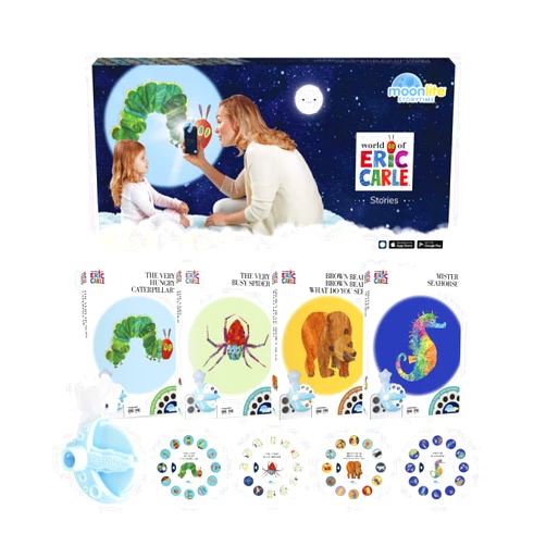 Moonlite Storytime Mini Projector with 4 Eric Carle Stories, A Magical Way to Read Together, Digital Storybooks, Fun Sound Effects, Early Sensory Learning, Gifts for Kids Ages 1 and Up