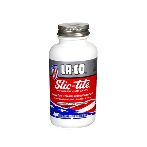 LA-CO 42019 Slic-Tite Premium Thread Sealant Paste with PTFE, -50 to 500 Degree F Temperature, 1/2 pt Jar with Brush in Cap , White