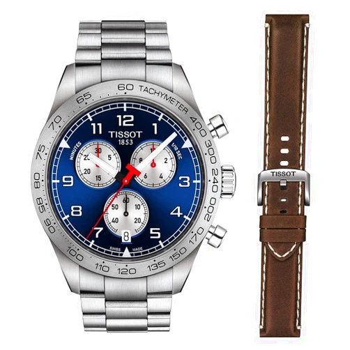 Tissot mens Tissot PRS 516 Chronograph 316L stainless steel case Quartz Watch Set, Grey, Stainless steel, 22 (T1316171104200)