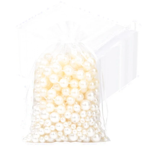 Hopttreely White Sheer Organza Bags, 4x6 inch 50PCS Mesh Bags Drawstring Gift Bags Jewelry Pouches for Candy Wedding Favors, Jewelry, Festival, Makeup