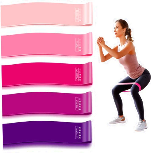 NureBe Resistance Exercise Bands, Set of 5, Resistance Loop Bands for Stretching, Strength Training, Physical Therapy, Home Fitness, Legs and Butt, Exercise Bands Set with Instruction Guide & Carry Bag