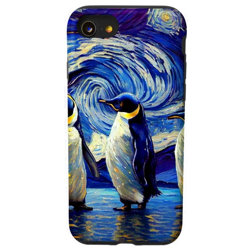 Starry Style Designs iPhone SE (2020) / 7 / 8 Starry Night Famous Painting Style Penguins Case