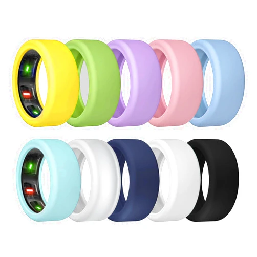 Frylaa Ring Cover for Oura Ring/Galaxy Ring,10 Pack Anti-Scratch Soft Elatsic Thin Silicone Ring Protector for Oura Ring 3/4/Samsung Galaxy Ring for Working Out Gym Men/Women,M for 11/12/13/14/15