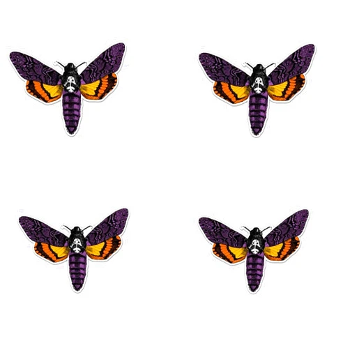 Altok Graphics Pack of 4-3 Inch Stickers - Deaths Head Hawk Moth Sticker - Laptop Sticker - Waterproof Vinyl for Car Phone Water Bottle - Witchy Gothic Decal - Sticker Graphic Decal