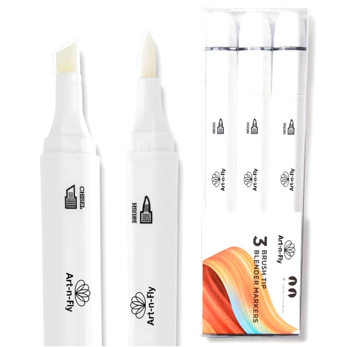 Art-n-Fly Alcohol Colorless Blender Marker (Pack of 3) Dual Tip Alcohol Markers Set Colorless Marker Blender with Japanese Ink Refillable Art Marker for Artists with Replaceable Brush Tips