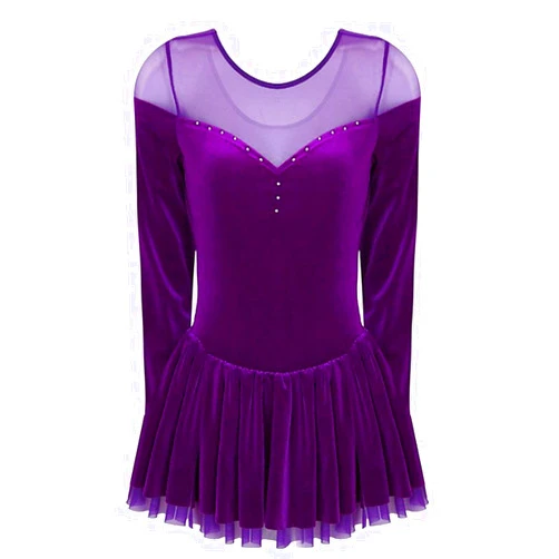 HGWBFB Figure Skating Dress Women's Girls' Long Sleeves High Elasticity Handmade Crystal Competition Ice Skating Dress
