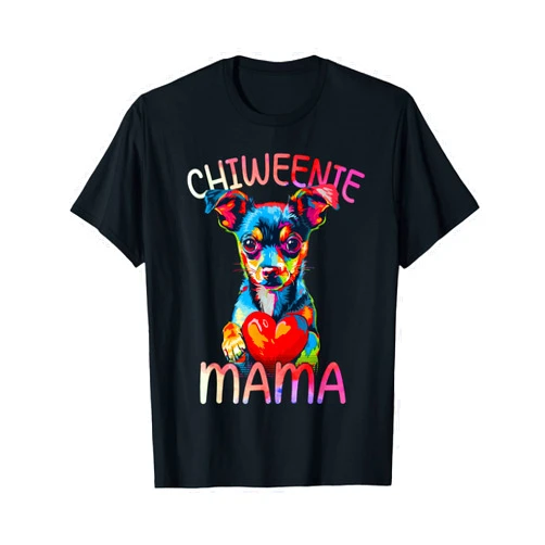 Chiweenie Lovers Designs Chiweenie Lover Mama Heart Pop Art Womens Chiweenie Mom T-Shirt
