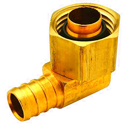 Lyvayko Bathroom Systems 1/2 in. Barb x 1/2 in. FPT Swivel Cone Connection PEX Brass Swivel 90° Elbow (25-pack) No soldering needed.