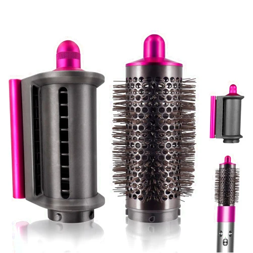 Dxyue Anti-Flying Nozzle + Round Volumizing Brush for Dyson for Airwrap Styler HS01/HS05 970750-01 969489-01, Smoothing Dryer Attachment for Dyson Airwarp