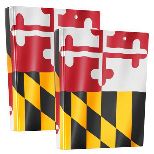 Zathe Maryland State Flag Md 1.5 in Notebook Binders 3 Ringed Binders with Pockets 1/2 Pack of Binders Aesthetic Binder Hardcover