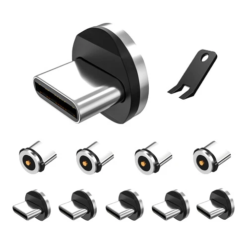 Boffdock Type C Magnetic Tips with 1-Pin,10Pcs Magnetic Type C Tips, 1 Pin Magnetic Type C Connector Tips Head Without Charging Cords