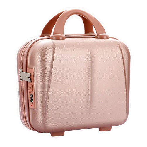 BSTKEY Portable Hard Shell Cosmetic Travel Case, Travel Hand Luggage with Elastic Band, ABS Carrying Makeup Case Suitcase with Clip-on Function, Rose Gold