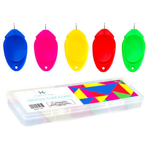Hula Home Needle Threaders (30 Pieces), Fits All Needle Sizes, Simple Wire Loop Tool DIY Threader for Hand or Machine Sewing & Crafting with Case, 5 Colors
