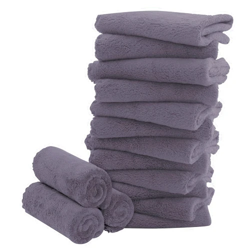 BAMBOO QUEEN 16 Pack Baby Washcloths - Luxury Coral Fleece - Extra Absorbent and Soft Wash Clothes for Newborns, Infants and Toddlers - Suitable for Sensitive Skin and New Born - Baby Shower - Grey, 10x10 Inch
