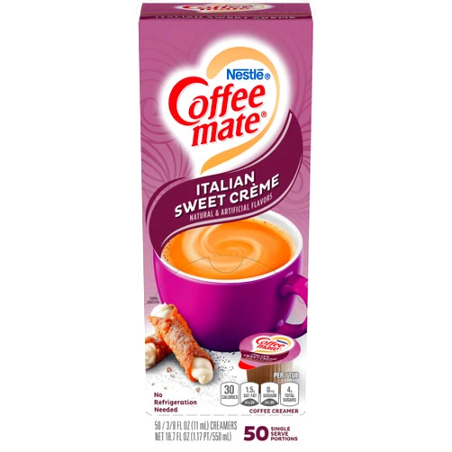 Nestle Coffee-mate 84652 Liquid Coffee Creamer, Italian Sweet Creme, 0.375 oz Cups, 50/Box