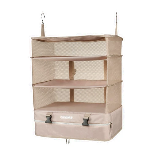 TABITORA Portable Hanging Travel Shelves Bag Packing Cube Organizer Suitcase Storage Large Capacity (Beige XL)…