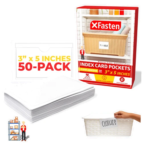 XFasten Index Card Pocket Clear Pocket Sleeves 3