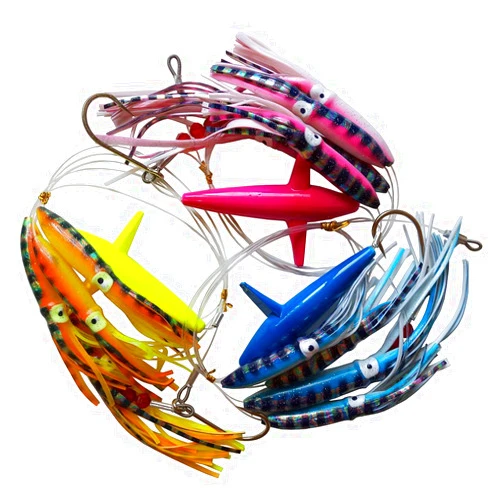 Krazywolf Fully Rigged Big Game Daisy Bird Trolling Chain Boat Fishing Squid Lure Rig Teaser,Pack of 3