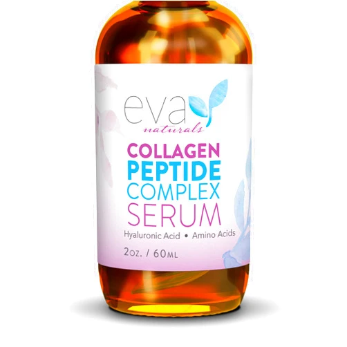 Eva Naturals Collagen Peptide Serum - Anti Aging Collagen Serum for Face, Skin Brightening, Reduces Fine Lines & Wrinkles, Heals and Repairs Skin, Microneedling Serum with Hyaluronic Acid (2 oz)