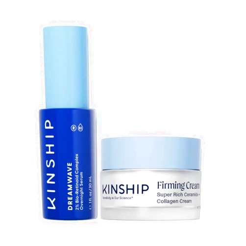 Kinship Anti-Aging Bundle - Super Rich Collagen + Ceramide Firming Cream + Dreamwave 2% Bio-Retinoid Overnight Renewal Serum - Smooth Fine Lines + Wrinkles - Moisturize + Tighten - For Sensitive Skin