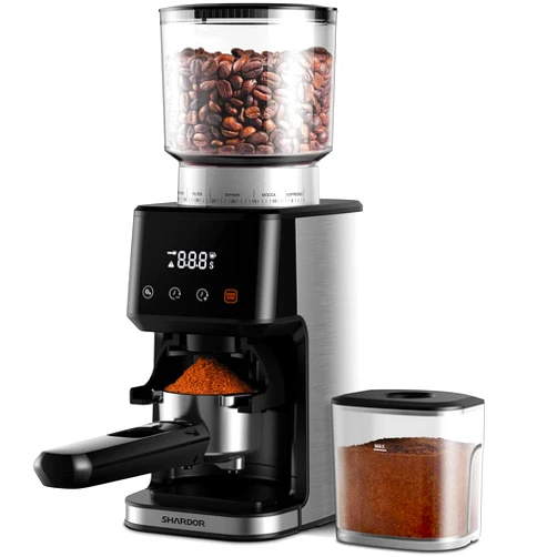 SHARDOR Conical Burr Espresso Coffee Grinder Electric with Precision Timer 2.0, Touchscreen Adjustable Burr Mill with 51 Precise Settings for Home Use, Anti-static, Stainless Steel