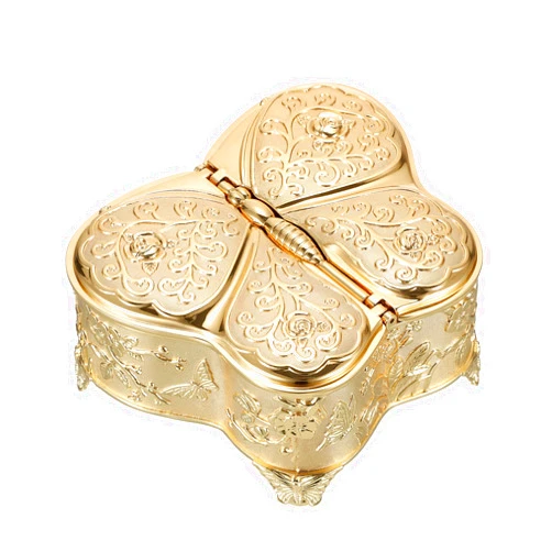 Hipiwe Jewelry Box Vintage Treasure Chest Butterfly Shape Decorative Keepsake Holder for Necklace Ring Earrings Storage Organizer Gift for Woman, Large