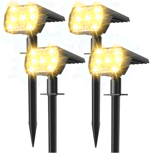 Kaxiida Solar Lights Outdoor, IP68 Waterproof Solar Lights, 4 Pack 56 LED 3 Lighting Modes, Solar Garden & Patio Outdoor Landscape Lights, (Warm White)