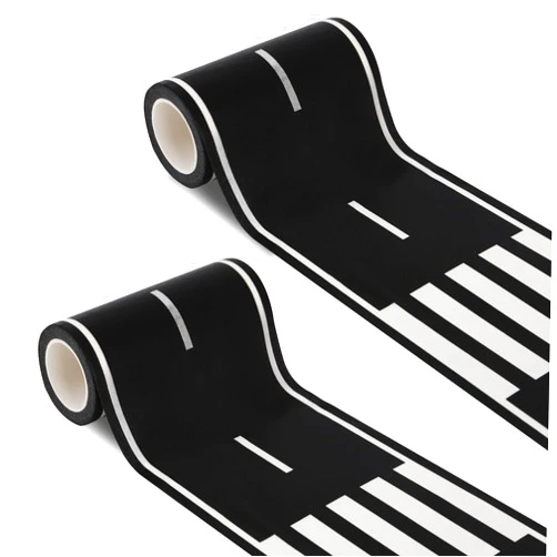 ZICRO Roadway Tape - Black Road Track Tape, Car Track Tape for Kids Birthday Party Racing Party Decoration - 4 Inch Wide 33 FT Long (2 Pack)