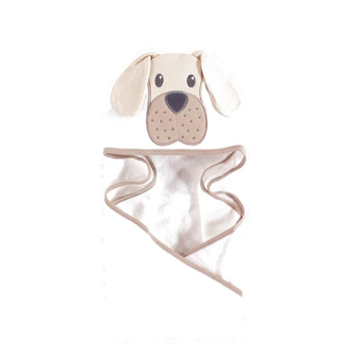 Hudson Baby Unisex Baby Cotton Animal Face Hooded Towel, Tan Puppy, One Size