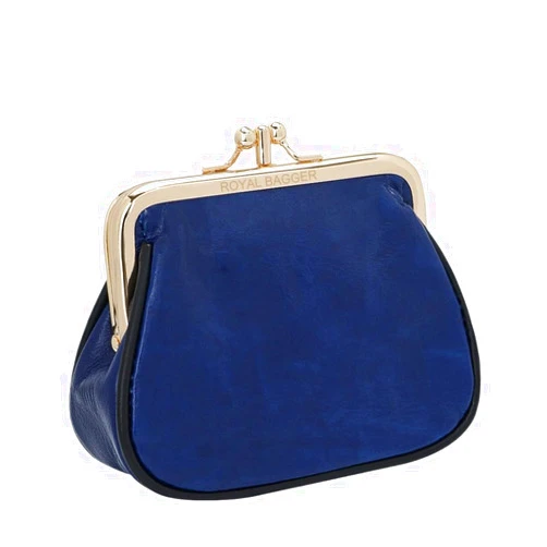ROYAL BAGGER Double Layer Coin Purse, Fashion Kiss Lock Key Card Storage Bag, Casual Change Pouch for Women (DarkBlue)