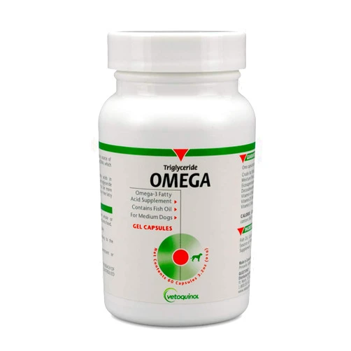 Vetoquinol Triglyceride Omega Dog Supplement Capsules, Medium-Breed: 30-60 lbs, 60ct