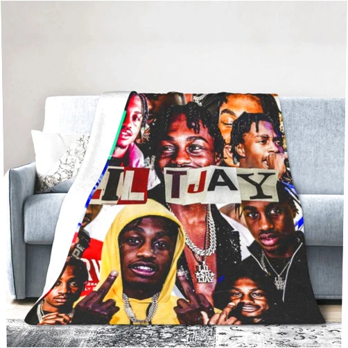 Kackar Lil Music and Tjay Throw Blankets Flannel Fleece Blankets Pattern Soft Blanket for Couch Sofa Bed 40