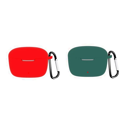 DAYJOY 2 Pack DAYJOY Soft Silicone Protective Case Cover Compatible with Ptron Bassbuds Duo Earbuds, Protective Skin Sleeve with Key Chain (red+Green)