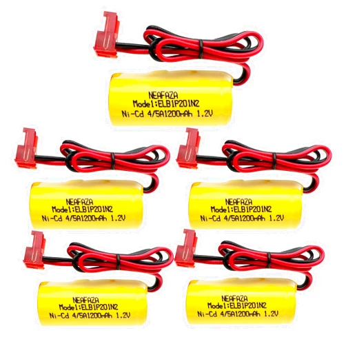 NEAFAZA ELB1P201N2 ELB1P201N Emergency Light Battery 1.2V 1200mAh Ni-CD Compatible with Lithonia ELB1P201NB ELB1P2901N ANIC1493 1009S00-MZ ELB0320 Grainger 4WT20 OSA212 NIC1169 EBE-33 (5 Pack)