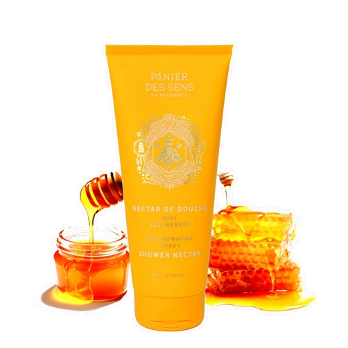 Panier des Sens – Honey Shower Gel - Foaming Body Wash Women & Men - Moisturizing Body Soap with Glycerin, Organic Honey Extract - 96% Natural Ingredients Body Care - Liquid Body Wash - 6,76 floz