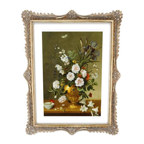 SIMON'S SHOP 11x14 Picture Frame with Mat, Vintage Picture Frames 11x14 Matted to 8x10, Classic Gold Frame with Carved Ornate Floral Lattice Patterns