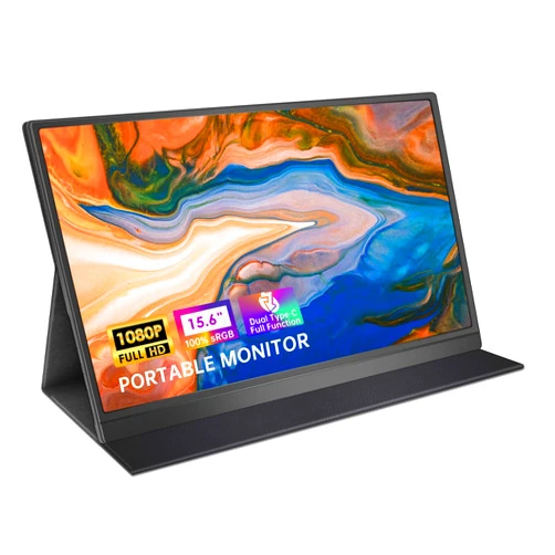 HAMTYSAN Portable Monitor, Hamtysan 15.6 Inch Laptop Monitor 1920×1080 Full HD USB C HDMI Second External Monitor for Laptop PC Phone PS4/5 Xbox Switch, Built-in Speaker Included Smart Cover & Screen Protector