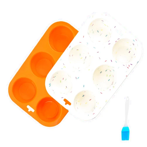 Haggt Silicone Muffin Pan 6 Cup, Silicone Cupcake Pans for Baking, Silicone Muffin Tin Nonstick, Cupcake Silicone Mold, 2Packs, 2.5 In