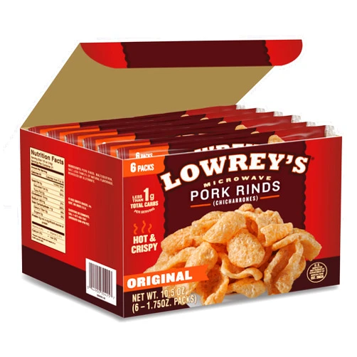 Lowrey's Bacon Curls Microwave Pork Rinds (Chicharrones), Original, 1.75 Ounce (Pack of 6)