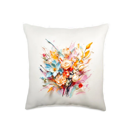 Gheorghe's Artisanal Accent Vibrant Flora Vista. Flowers. Floral Throw Pillow, 16x16, Multicolor