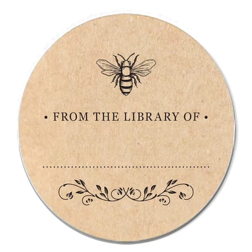Port of Reverie Bookplate Stickers, Set of 48 From the Library of Stickers, Round Self-Adhesive Labels