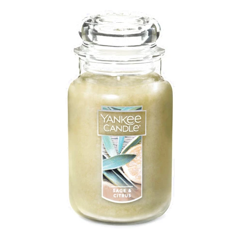 Yankee Candle Sage & Citrus Scented, Classic 22oz Large Jar Single Wick Candle, Over 110 Hours of Burn Time, Ideal for Home Decor and Gifts