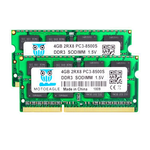 Motoeagle DDR3 1066MHz SODIMM 8GB Kit (2X4GB) 2Rx8 PC3-8500 PC3-8500S CL7 204 Pin 1.5V Non-ECC Unbuffered Laptop Memory RAM Modules