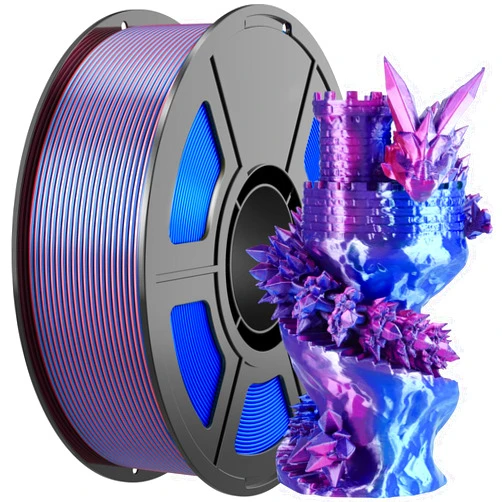 Amoybaby Blue Rose Red Dual-Color Silk PLA Filament 1.75mm, Dimensional Accuracy ±0.03mm, Shiny Coextrusion 3D Printer Filament 1KG Spool(2.2lbs) for FDM 3D Printers, Clog-Free & Tangle-Free