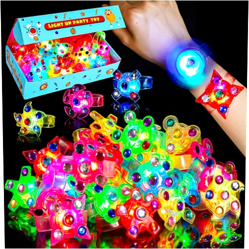 Mikulala 24 Pack LED Light Up Fidget Spinner Bracelets Party Favors for Kids 4-8 8-12, Glow in The Dark Party Supplies, Birthday Gifts, Treasure Box Toys for Classroom, Goodie Bags Easter Basket Stuffers