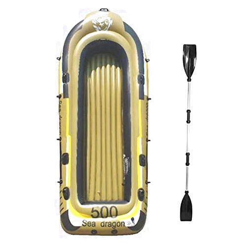 LMJYU Inflatable Boat Series, Fishing Boat Kayak, 4-5 Person PVC Inflatable Rafting with Oars and High Output Air Pump for Water Sports Fun Water Sports